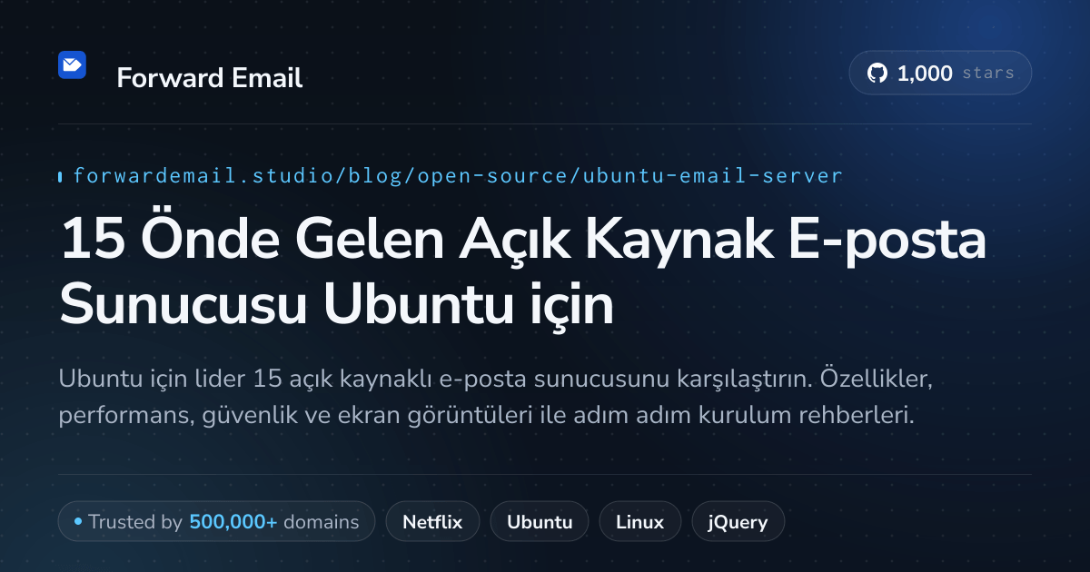 15 Önde Gelen Açık Kaynak E-posta Sunucusu Ubuntu 2026 için