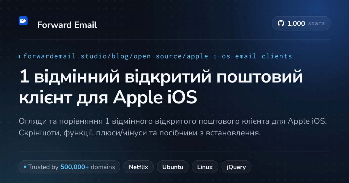 1 відмінний відкритий поштовий клієнт для Apple iOS 2026