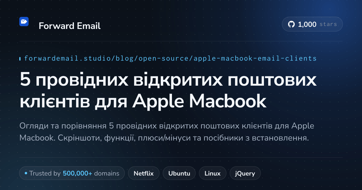 5 провідних відкритих поштових клієнтів для Apple Macbook 2026