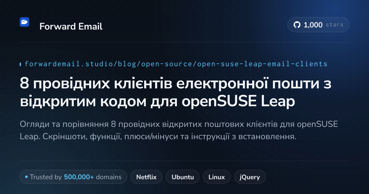 8 провідних клієнтів електронної пошти з відкритим кодом для openSUSE Leap 2026