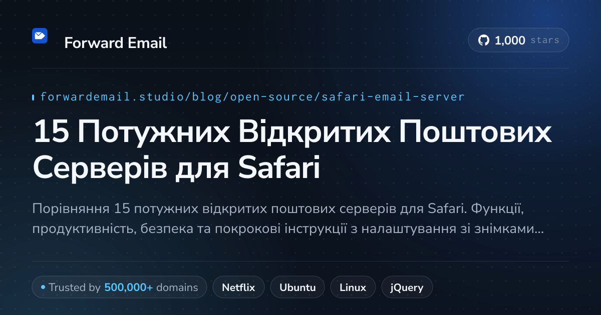 15 Потужних Відкритих Поштових Серверів для Safari 2026