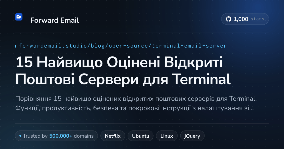 15 Найвищо Оцінені Відкриті Поштові Сервери для Terminal 2026