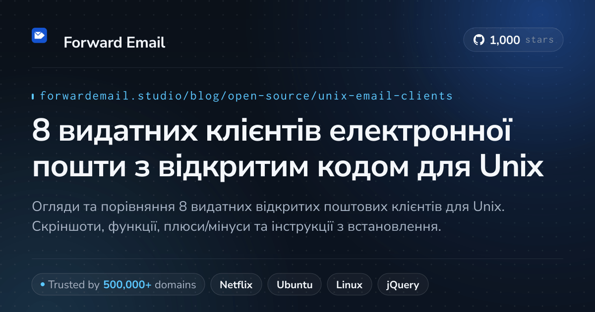 8 видатних клієнтів електронної пошти з відкритим кодом для Unix 2026