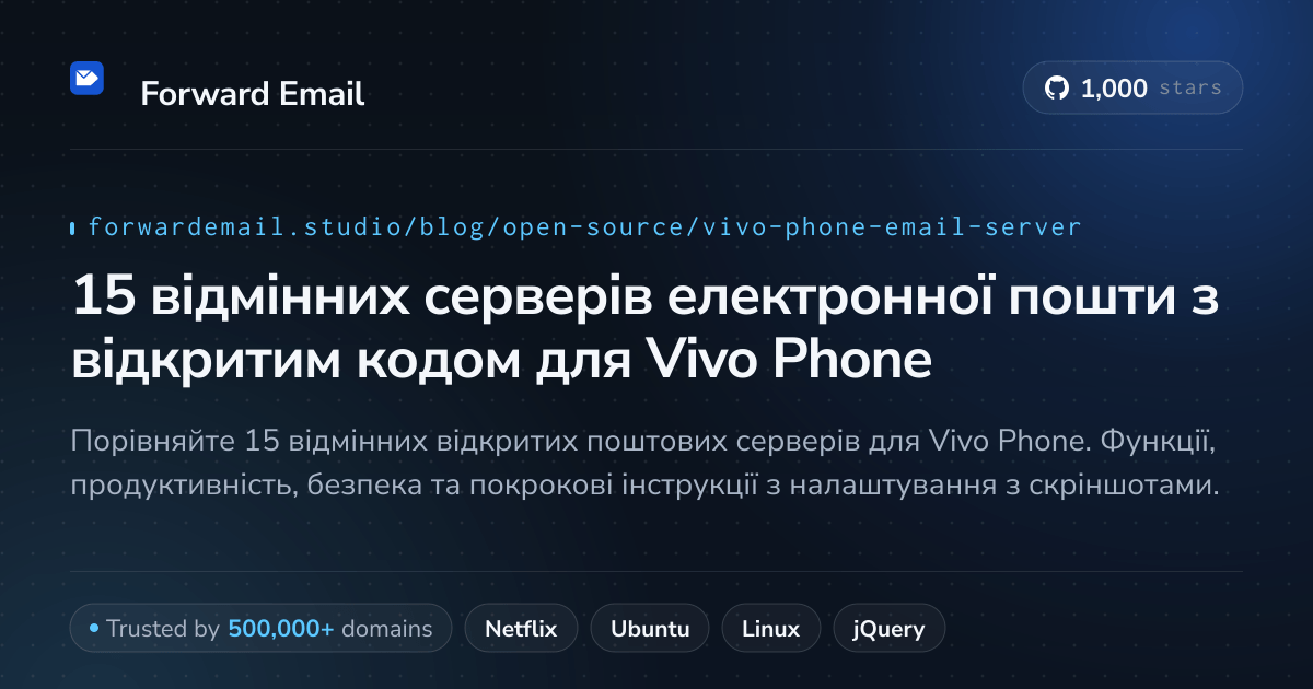 15 відмінних серверів електронної пошти з відкритим кодом для Vivo Phone 2026