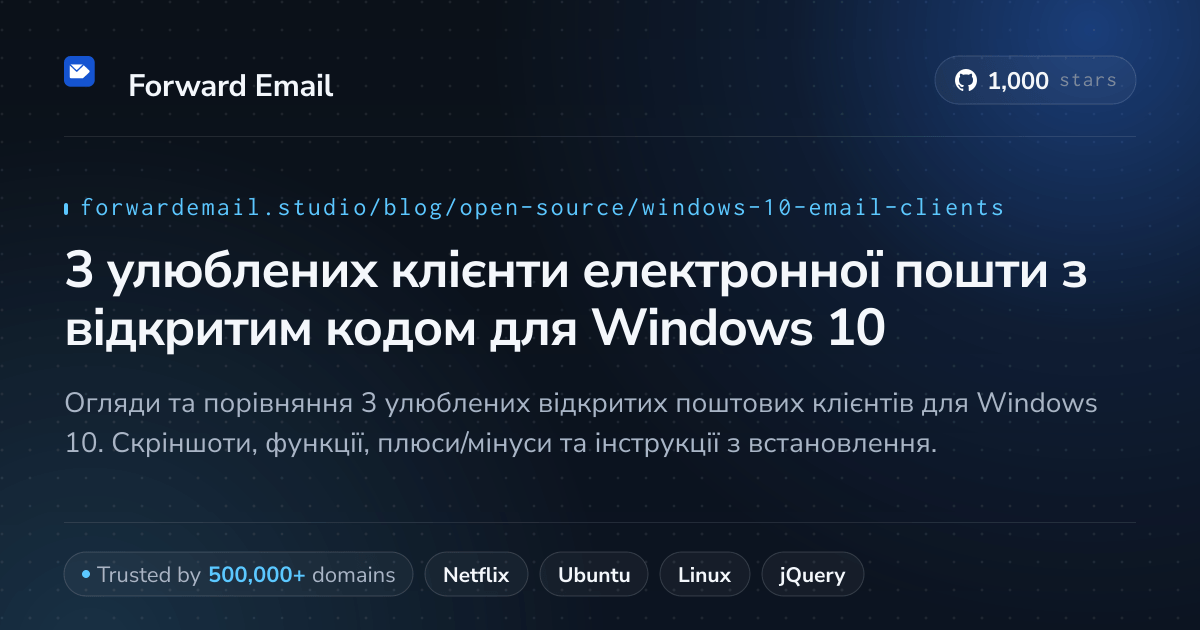 3 улюблених клієнти електронної пошти з відкритим кодом для Windows 10 2026