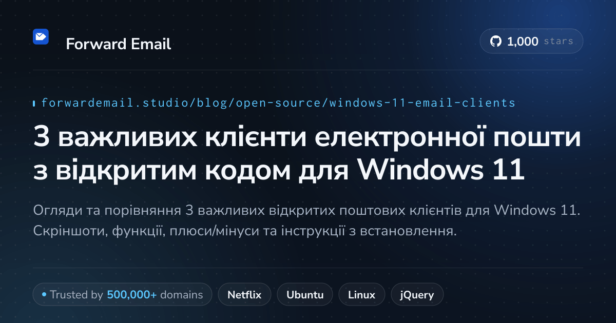 3 важливих клієнти електронної пошти з відкритим кодом для Windows 11 2026