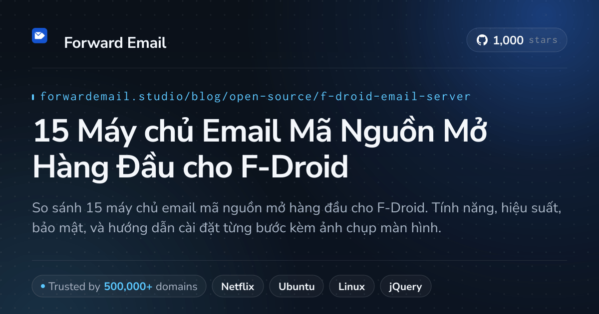 15 Máy chủ Email Mã Nguồn Mở Hàng Đầu cho F-Droid 2026