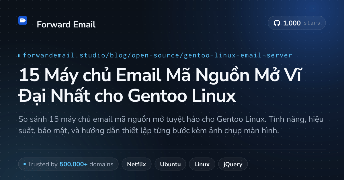 15 Máy chủ Email Mã Nguồn Mở Vĩ Đại Nhất cho Gentoo Linux 2026
