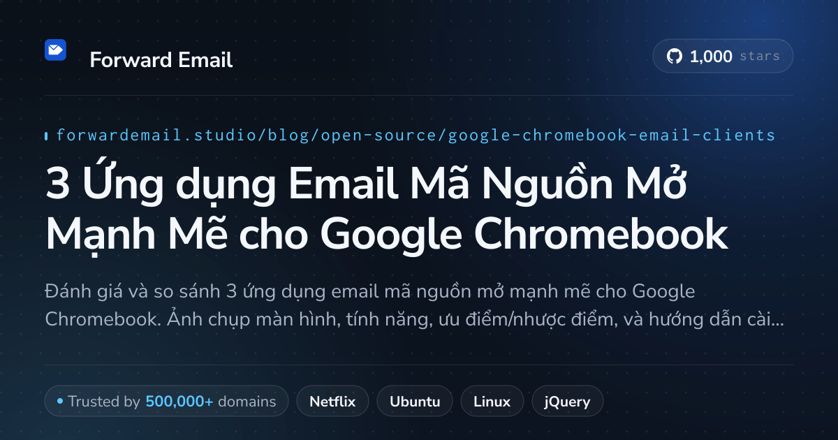 3 Ứng dụng Email Mã Nguồn Mở Mạnh Mẽ cho Google Chromebook 2026