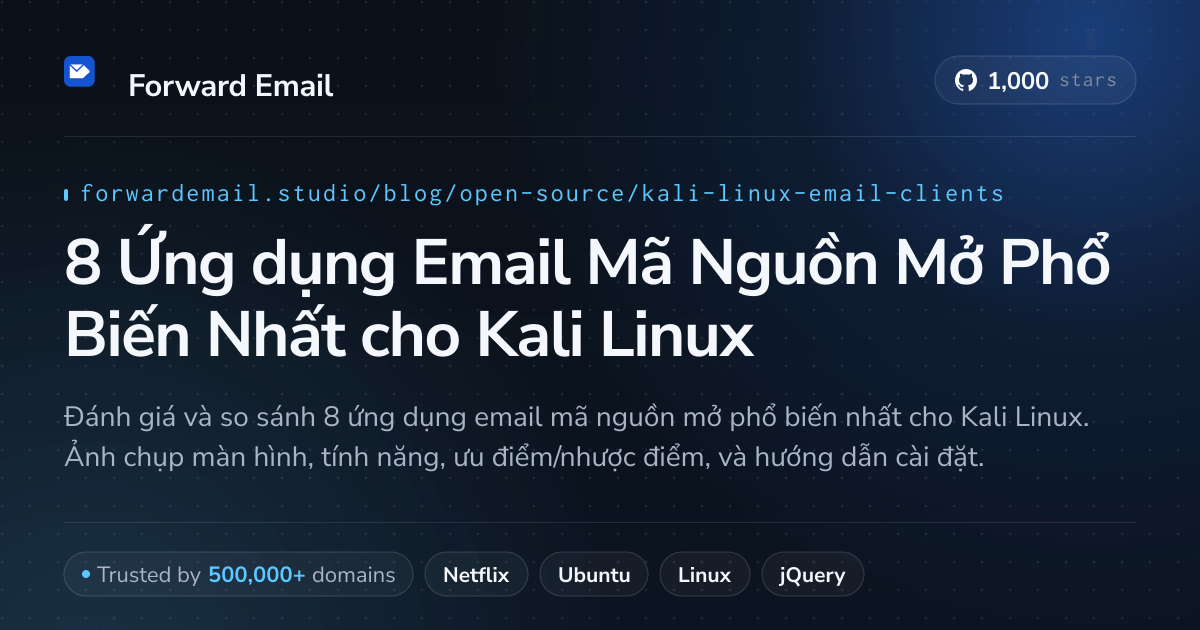 8 Ứng dụng Email Mã Nguồn Mở Phổ Biến Nhất cho Kali Linux 2026