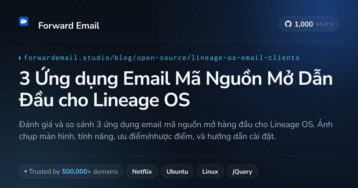 3 Ứng dụng Email Mã Nguồn Mở Dẫn Đầu cho Lineage OS 2026