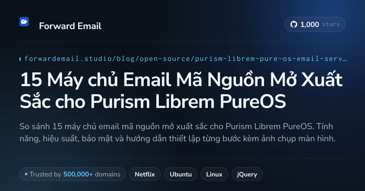 15 Máy chủ Email Mã Nguồn Mở Xuất Sắc cho Purism Librem PureOS 2026
