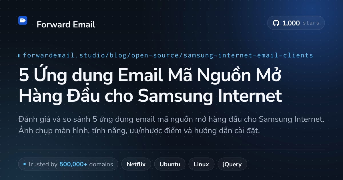 5 Ứng dụng Email Mã Nguồn Mở Hàng Đầu cho Samsung Internet 2026