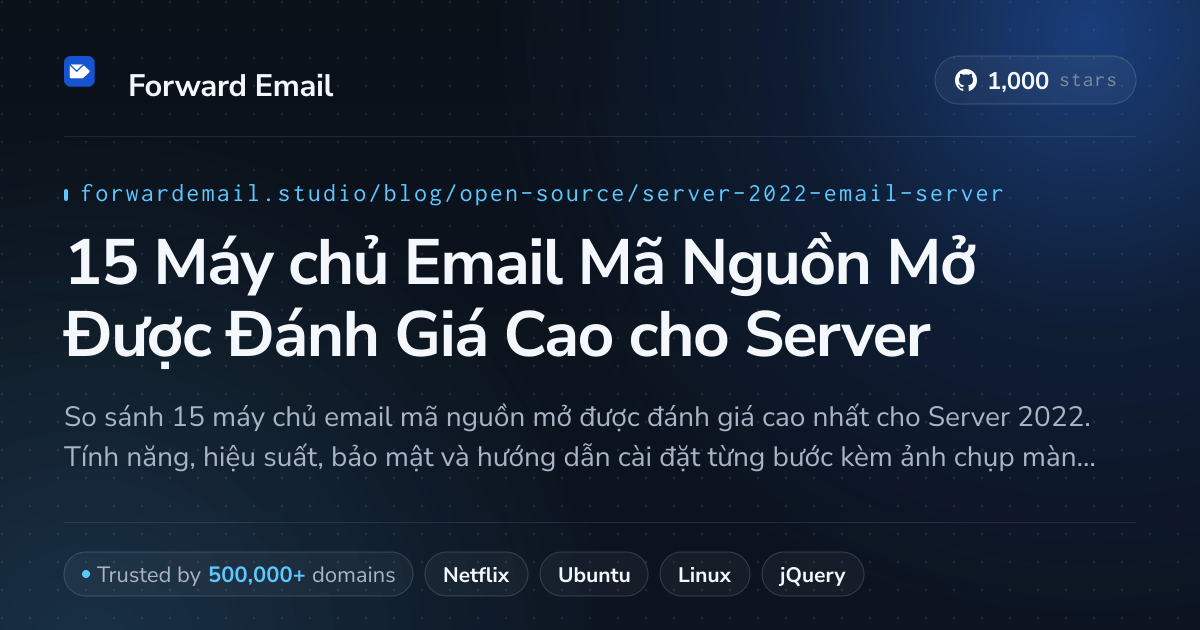 15 Máy chủ Email Mã Nguồn Mở Được Đánh Giá Cao cho Server 2022 2026